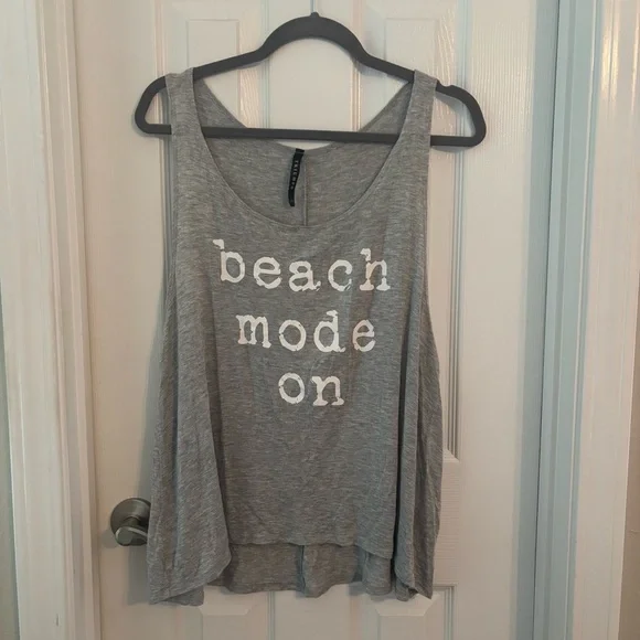 Gray Graphic Sleeveless Tank Top - Beach Mode On - Size: Large - Picture 1 of 4